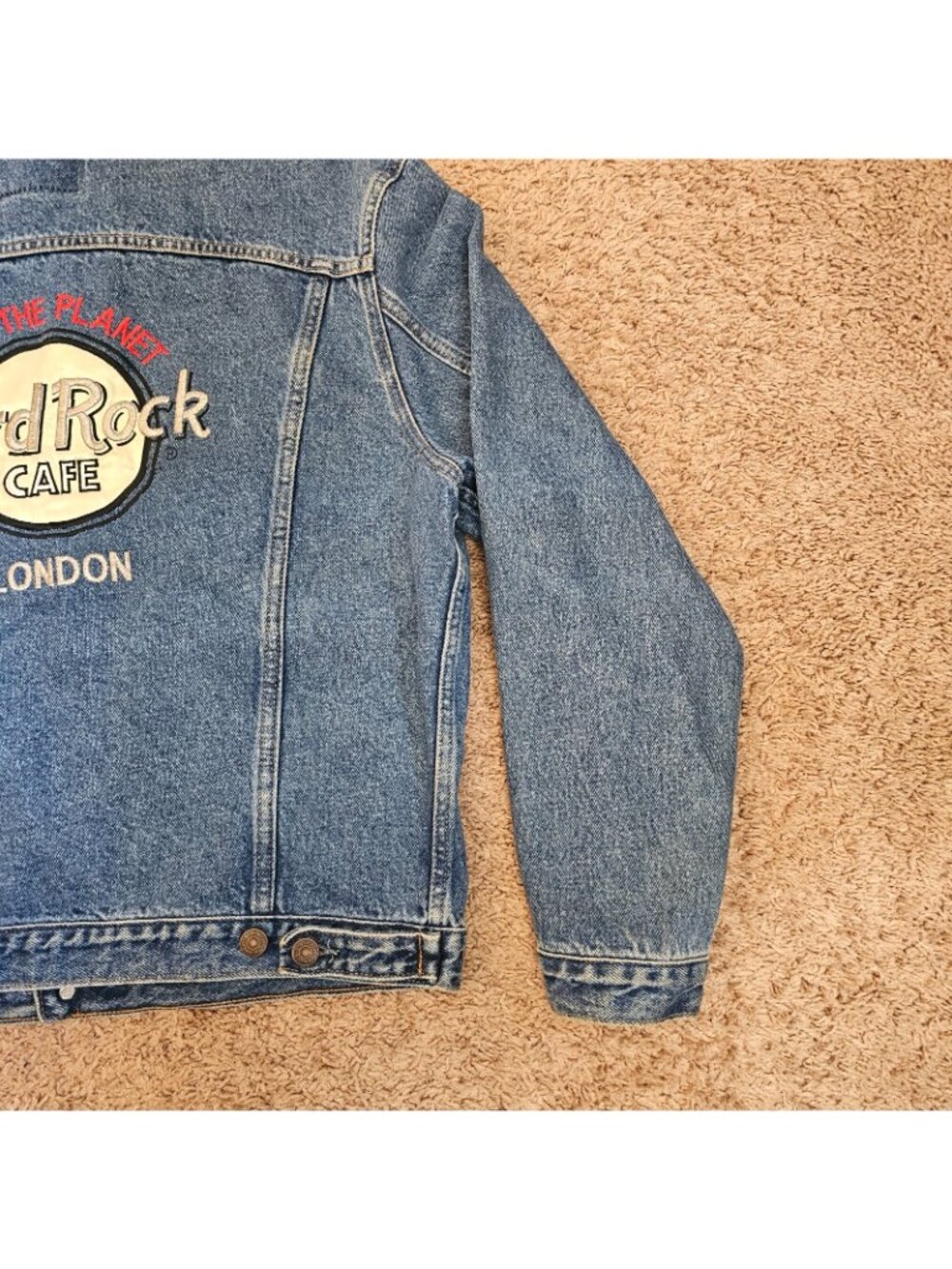Vtg Levis Jean Jacket M Britain Hard Rock London Denim 70503-02 Trucker 80s 90s - Picture 14 of 14